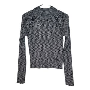 Wynter Mock Neck Marled Knit Long Sleeve Top Medium